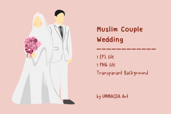 Beautiful Muslim Couple Wedding Design Assets