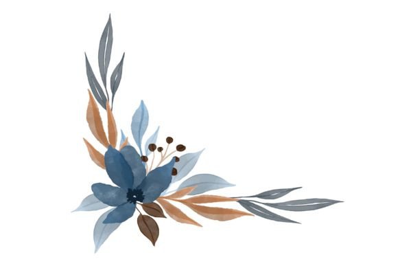 Blue Floral Frame for Wedding Invitation: Elegant Design