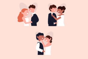 Charming Flat Illustration Wedding Couple for Modern Designs