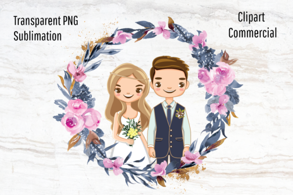 Elegant Bride and Groom Wedding Sublimation Design