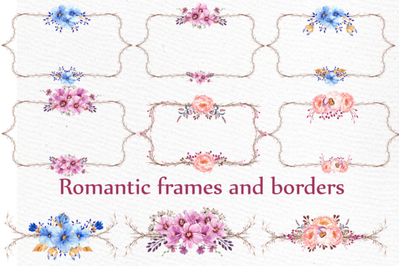 Elegant Floral Frames for Wedding Stationery Design