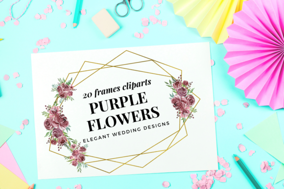 Elegant Geometric Gold Wedding Frames for Print Projects