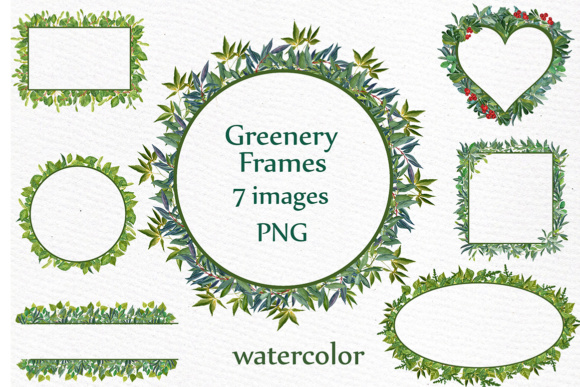 Elevate Designs with Watercolor Greenery Frames Clipart