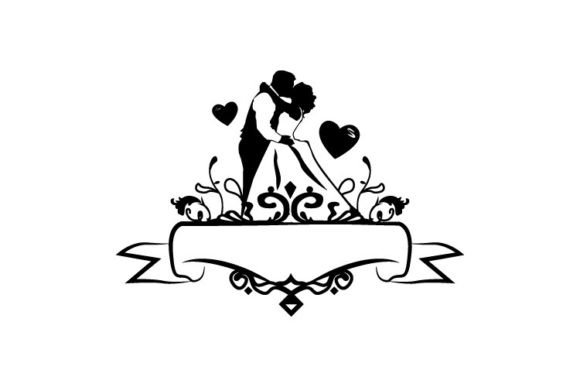Elevate Your Nuptial Stationery with Wedding Silhouette Couple Banner Decor
