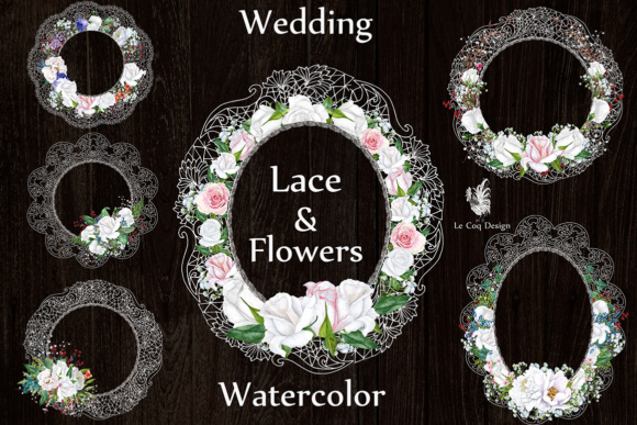 Watercolor Lace Frames Clipart: Elegant DIY Wedding Invites