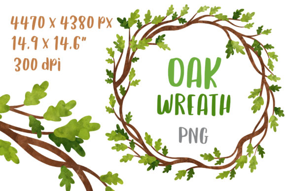Watercolor Oak Wedding Wreath Art: A Design Asset